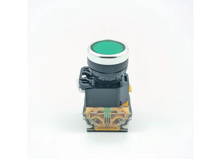 Push Button Green LA 38 | Self Locking | Dia 22 mm | 10 Amp | Imported