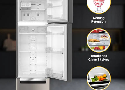 Whirlpool 235 L Frost Free Triple Door Refrigerator  (Radiant Steel, FP 253D PROTTON ROY RADIANT STEEL(Z))