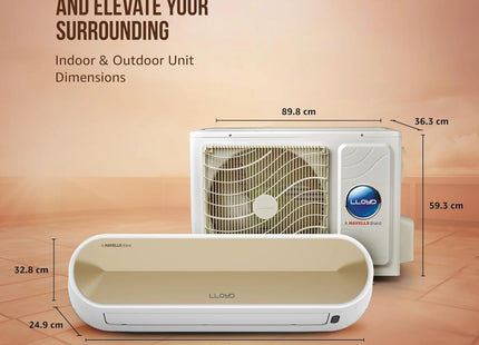 Lloyd Stellar Lite 1.5 Ton 5 Star Wi-Fi Inverter Split AC (6 in 1 Convertible, Mood Lighting, Door Open Alert, Copper, Smart 4-Way Swing, White/Silver Deco, GLS18V5FWSSL