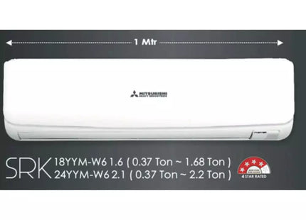 Mitsubishi Inverter Split AC Hi-Wall Hyper 1.8 Ton 5 Star, SRK20YYM-W6
