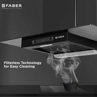 FABER HOOD MERCURY PRO IN HC SC BK FL 90 Auto Clean Straight Glass | Touch & Gesture Control | Autoclean| Powerful Suction |Filterless Technology| Low Noise Wall Mounted Black 1200 CMH Chimney