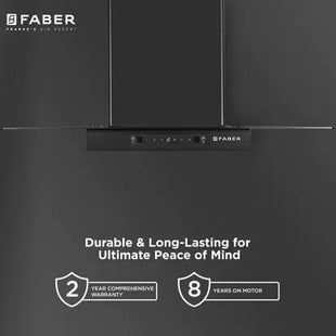 FABER HOOD MERCURY PRO IN HC SC BK FL 90 Auto Clean Straight Glass | Touch & Gesture Control | Autoclean| Powerful Suction |Filterless Technology| Low Noise Wall Mounted Black 1200 CMH Chimney