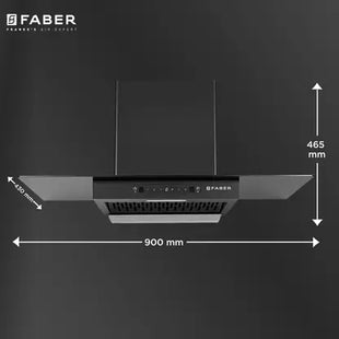 FABER HOOD MERCURY PRO IN HC SC BK FL 90 Auto Clean Straight Glass | Touch & Gesture Control | Autoclean| Powerful Suction |Filterless Technology| Low Noise Wall Mounted Black 1200 CMH Chimney