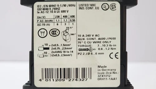 MODEL- CONTACTOR 3RH1131-1BB40 24VDC SIEMENS