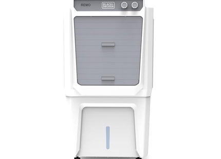 Black+Decker Evaporative Air Cooler Remo 55L Air Throw 26 ft With Lockable Rear wheel Antibacterial Honeycomb pads Inverter compatible 105 Watts 230 V AC White and Grey | Size Medium