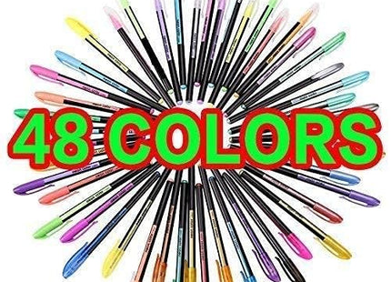Qatalitic Set of 48 Neon Gel Pens consisting Fluorescent, Metallic, Glitter, and Pastel Colour pens for DIY Art & Crafts (Sketching, Drawing & Painting Purpose)