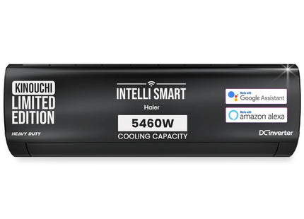 Haier Limited Edition 1.6 Ton 5 Star AI Climate Control Smart Split AC (5460 Watts, Copper, HEXA Inverter, Heavy Duty, 4-Way Swing, Frost Clean, HD Filter, Cools at 60°C-HSU19K-PZAIB5BN-INV, Black)