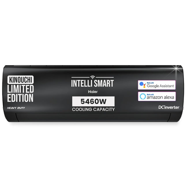 Haier Limited Edition 1.6 Ton 5 Star AI Climate Control Smart Split AC (5460 Watts, Copper, HEXA Inverter, Heavy Duty, 4-Way Swing, Frost Clean, HD Filter, Cools at 60°C-HSU19K-PZAIB5BN-INV, Black)