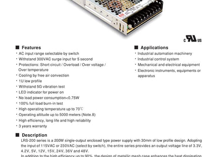 MODEL-SMPS-200-24 MEAN WELL