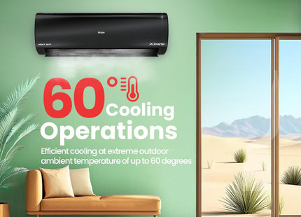 Haier Limited Edition 1.6 Ton 5 Star AI Climate Control Smart Split AC (5460 Watts, Copper, HEXA Inverter, Heavy Duty, 4-Way Swing, Frost Clean, HD Filter, Cools at 60°C-HSU19K-PZAIB5BN-INV, Black)