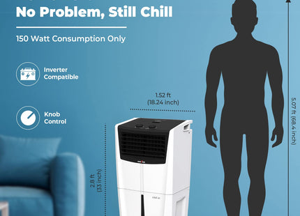 Kenstar CHILL HC 40 Personal Air Cooler for Home - Inverter Compatible, Honeycomb Cooling Pads, Collapsible Louvers, (40L, 170 Watts)