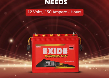 EXIDE INVAMASTER IMTT1500, 12V 150Ah Tall Tubular Inverter Battery for Home and Office with Warranty - 60 Months (36 FOC+24Pro Rata)