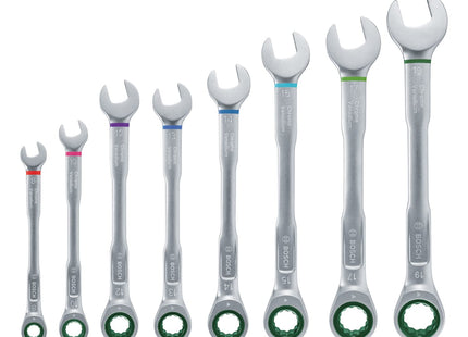 MODEL- RACHET COMBINATION WRINCH SET 08 PIECES, 72 TEETH 5 DEGREE WORKING ANGLE SIZE-8MM TO 19 MM BOSCH