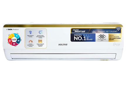 Voltas 1.5 Ton 5 Star Inverter Split AC (Copper, 5-in-1 Adjustable Mode, Anti-dust Filter, 185V Vertis Smart Elite Gold, White)
