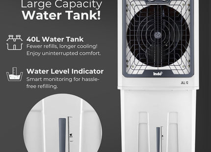 Indo 48 L Air Cooler for Room, High-Speed Air Cooler 2250 RPM, Energy-Efficient 120W, Honeycomb Cooling Pads, Inverter-Compatible, Large Water Tank with Water Level Indicator | 1-Year Warranty