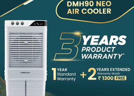 Bajaj DMH90 Neo 90L Desert Air Cooler For Home | For Larger Room | Big Ice Chamber | High-Speed | Invertor Compatible | 90Ft Air Throw | 3 Yrs Warranty (1 Yr Standard + 2 Yrs Extended Warranty)【White】