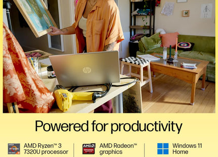 HP 15, AMD Ryzen 3 7320U Laptop (8GB LPDDR5, 512GB SSD) Anti-Glare, Micro-Edge, 15.6"/39.6cm,FHD, Win 11, Silver, 1.59kg, AMD Radeon Graphics, 1080p HD Camera, fc0154AU