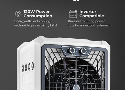 Indo 48 L Air Cooler for Room, High-Speed Air Cooler 2250 RPM, Energy-Efficient 120W, Honeycomb Cooling Pads, Inverter-Compatible, Large Water Tank with Water Level Indicator | 1-Year Warranty