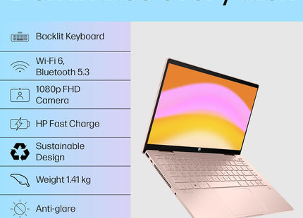 HP Pavilion x360, 13th Gen Intel Core i5-1335U, 14-inch (35.6 cm), FHD, Touchscreen, 16GB DDR4, 1TB SSD, FPR, 5 MP Camera, Backlit KB, Audio by B&O, Pen (Win 11, MSO 2021, Silver, 1.51 kg), ek1010TU