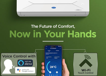 Carrier 1.5 Ton 3 Star Wi-Fi Smart Flexicool Inverter Split AC (Copper, Convertible 6-in-1 Cooling,Smart Energy Display, HD & PM 2.5 Filter, ESTER EDGE FXi (Wi-Fi), CAI18EE3R35W0,White)