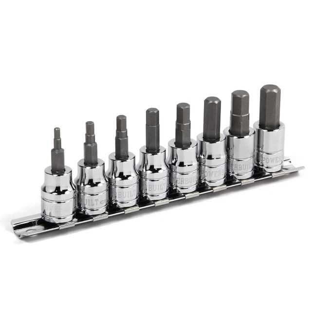 MODEL-  POWER BUILL HEX BIT SOCKET SET 8 PIECE 3/8 INCH DRIVE METRIC SIZES 3-10MM BALL END SOCKETS