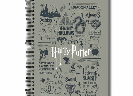 MC SID RAZZ - Harry Potter Infographic Grey Notebook A5, 150 Pages