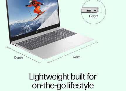 HP 15, 13th Gen Intel Core i7-1355U (16GB DDR4, 512GB SSD) Microsoft365* Office2024, Win11, 15.6inch(39.6cm) FHD Laptop, Intel Iris Xe, FHD Camera w/Privacy Shutter, Backlit, Silver, 1.59kg, fd0468tu