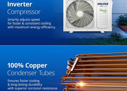 Voltas 1.5 Ton 3 Star Hot & Cold Inverter Split AC (Copper, Anti-dust Filter, SAC 183VH Vectra Platina, White)
