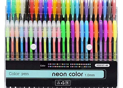 Qatalitic Set of 48 Neon Gel Pens consisting Fluorescent, Metallic, Glitter, and Pastel Colour pens for DIY Art & Crafts (Sketching, Drawing & Painting Purpose)
