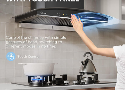 Midea 60 cm 1600 m3/hr BLDC, Filter-less, Wi-Fi enabled, intelli- Autoclean, 9 speed kitchen Chimney, Free Installation Kit (Megan Auto Clean), Black