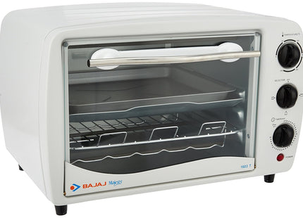 Bajaj 1603T Oven Toaster Grill (Otg) With Baking & Grilling Accessories, Oven For Kitchen With Transparent Glass Door, 2 Year Warranty, White, 1200 Watts, 16 liter
