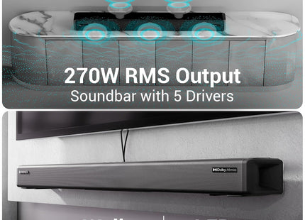 ZEBRONICS Juke BAR 9775, Dolby Soundbar, 650 Watts, 5.2.2 Surround, Dolby Atmos, Dual Wireless Subwoofer & Rear Satellites, 5 Driver Soundbar, Bluetooth | HDMI (eARC) | Optical | USB | AUX