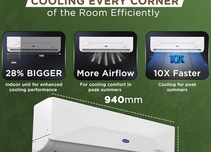 Carrier 1.5 Ton 3 Star Wi-Fi Smart Flexicool Inverter Split AC (Copper, Convertible 6-in-1 Cooling,Smart Energy Display, HD & PM 2.5 Filter, ESTER EDGE FXi (Wi-Fi), CAI18EE3R35W0,White)