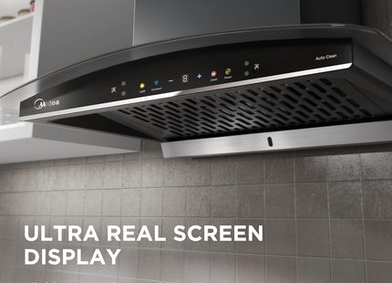 Midea 60 cm 1600 m3/hr BLDC, Filter-less, Wi-Fi enabled, intelli- Autoclean, 9 speed kitchen Chimney, Free Installation Kit (Megan Auto Clean), Black
