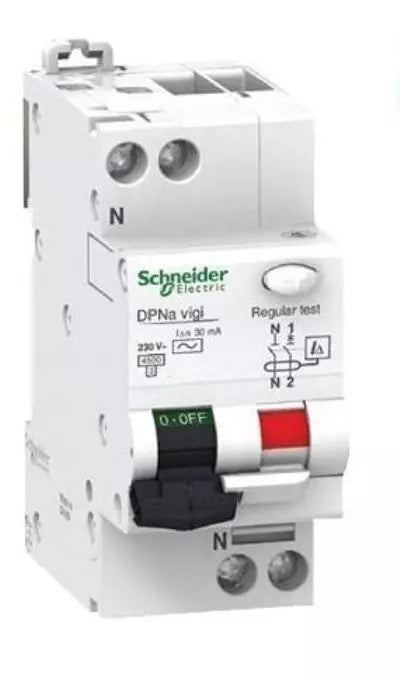 MODEL- RCBO 25A 1POLE +1N 30MA TYPE AC CURVE ACTI 9 DPN SCHINIDER MAKE REE NO A9N19667