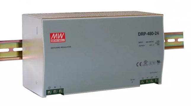 MODEL-POWER SUPPLY SWITCH MODE MAKE MEANWELL DRP-480 24 INPUT 230 VAC OUTPUT 24VDC