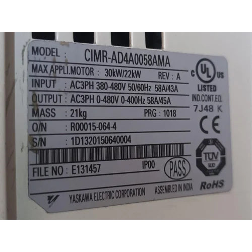 MODEL-INVERTER,22KW,415V,3P,YASKAWA CIMR-AD4A0058AMA