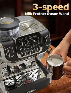 Costar Professional Espresso Machine with Grinding & Frothing 10 Cups Coffee Maker  (Silver)