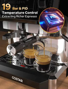 Costar Professional Espresso Machine with Grinding & Frothing 10 Cups Coffee Maker  (Silver)