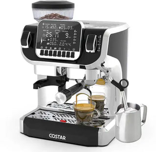 Costar Professional Espresso Machine with Grinding & Frothing 10 Cups Coffee Maker  (Silver)
