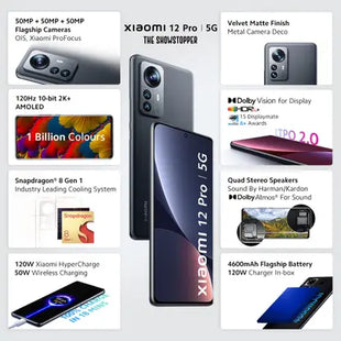 Xiaomi 12 Pro 5G (Noir Black, 256 GB)  (8 GB RAM)