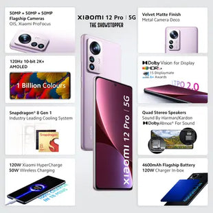 Xiaomi 12 Pro 5G (Opera Mauve, 256 GB)  (8 GB RAM)