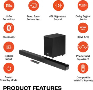 JBL Cinema SB240 2.1 with Remote, 110 W Bluetooth Soundbar  (Black, Stereo Channel)