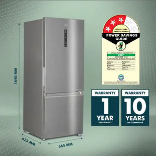 Haier 325 L Frost Free Double Door 3 Star Convertible Refrigerator with 3-Star 14 In 1 Convertible Modes, 1 Hour Icing Technology, Digital Control Panel  (Dazzle Steel, HEB-333DS-P)