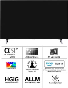 LG UR7500 108 cm (43 inch) Ultra HD (4K) LED Smart WebOS TV with Alpha5 AI Processor 4K Gen6, AI Picture Pro, 4K Upscaling, 60 Hz Refresh Rate, Game Optimizer, Magic Remote Capability, 5-Year Guaranteed with New OS Experience  (43UR7500PSC)