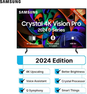 SAMSUNG New D Series Brighter Crystal 4K Vision Pro (2024 Edition) 108 cm (43 inch) Ultra HD (4K) LED Smart Tizen TV with with 4K Upscaling | Multiple Voice Assistance Remote