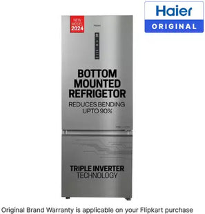 Haier 325 L Frost Free Double Door 3 Star Convertible Refrigerator with 3-Star 14 In 1 Convertible Modes, 1 Hour Icing Technology, Digital Control Panel  (Dazzle Steel, HEB-333DS-P)