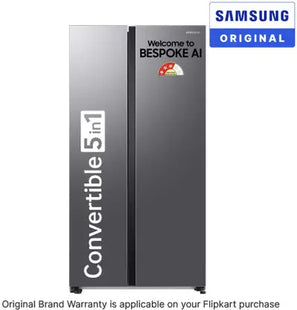 SAMSUNG 653 L Frost Free Side by Side 3 Star Refrigerator with AI and WiFi, Convertible 5-in-1, Digital Inverter  (Refined Inox, RS76CG8003S9HL)