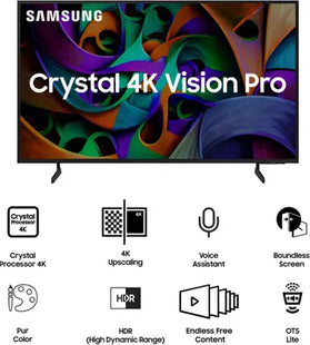 SAMSUNG New D Series Brighter Crystal 4K Vision Pro (2024 Edition) 108 cm (43 inch) Ultra HD (4K) LED Smart Tizen TV with with 4K Upscaling | Multiple Voice Assistance Remote