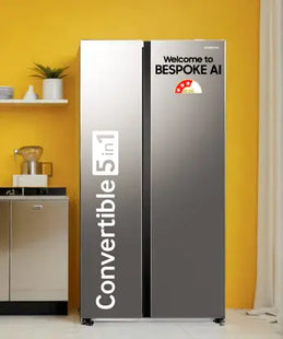 SAMSUNG 653 L Frost Free Side by Side 3 Star Refrigerator with AI and WiFi, Convertible 5-in-1, Digital Inverter  (Refined Inox, RS76CG8003S9HL)